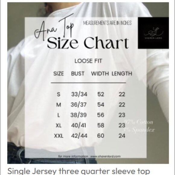 New (last one) Single Jersey three quarter sleeve top Black - Picture 5 of 5